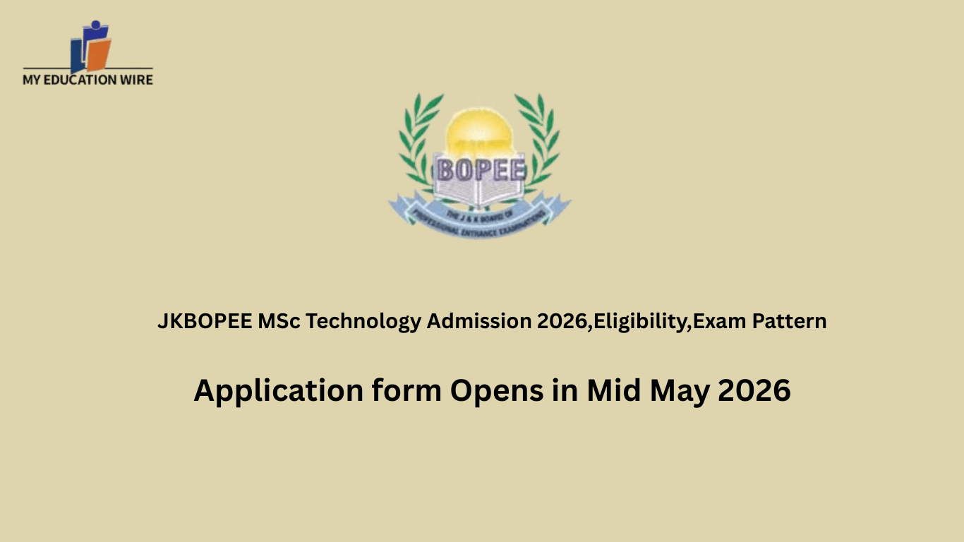 JKBOPEE MSc Technology Admission 2026,Eligibility,Exam Pattern