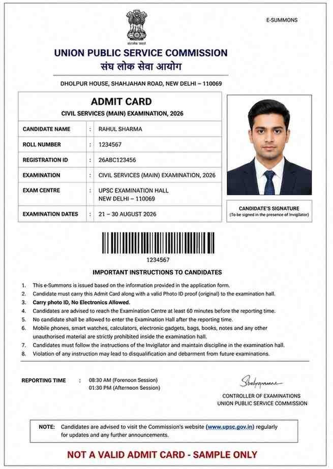 UPSC Civil Service Mains Admit card